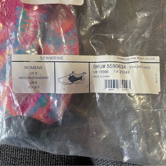 NEW Lands End Water Shoes‎ Pink Tie-Dye Slip On Women's Size 8 Non Slip Pool NWT - Picture 6 of 6